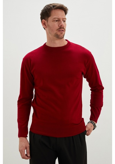 Fullamoda Basic Bisiklet Yaka Regular Fit Triko Kazak Kırmızı