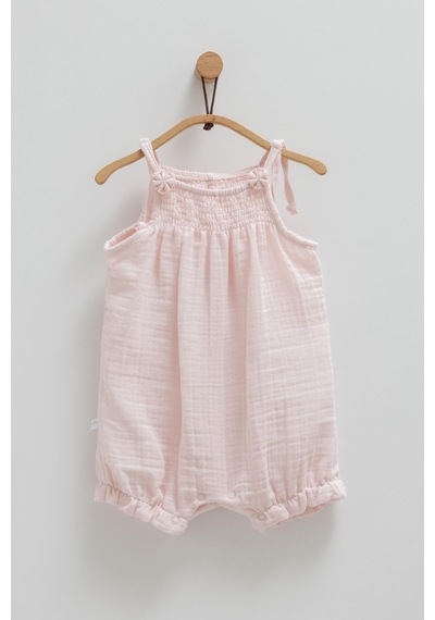 Kıpırık Baby Kız Bebek Müslin Tulum Pembe Çiçek Detaylı-1291 Pembe