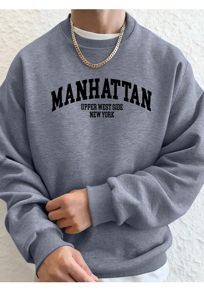 Startmore Tarzsokak Manhattan Üst Batı Bölgesi New York Desen Giyim Unisex Rahat Günlük Kapüşonlular Polar Sonbah Gri