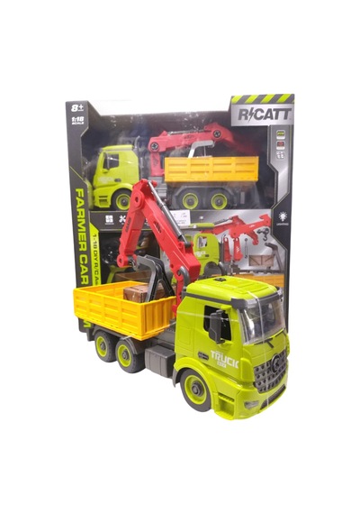 Kumandalı Şarjlı 1:18 Sök Tak Full Fonksiyon Vinçli Oyuncak İş Makinası Kamyon Çok Renkli