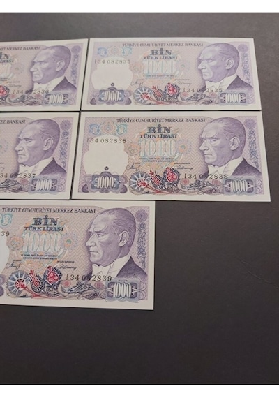 Mor Binlik 7. Emisyon Eski Tc Kağıt Para 1000 Lira