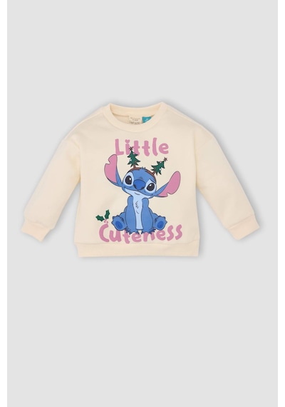 DeFacto Kız Bebek Disney Lilo & Stitch Bisiklet Yaka İçi Yumuşak Tüylü Kalın Sweatshirt D6677A524WNER99 Ekru