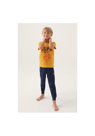 U.S. Polo Assn. U.s. Polo Assn. Lisanslı Hat Hardal Erkek Çocuk Pijama Takımı Kırmızı