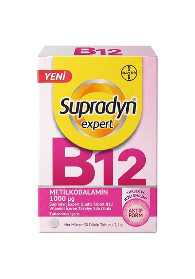 Supradyn Expert B12 Metilkobalamin 1000 Μg 30 Dilaltı Tablet Takviye Edici Gıda