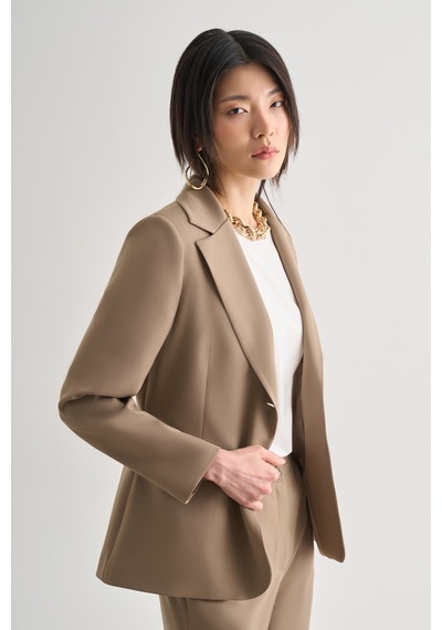 Mizalle Bej Tek Düğme Klasik Blazer Ceket Bej