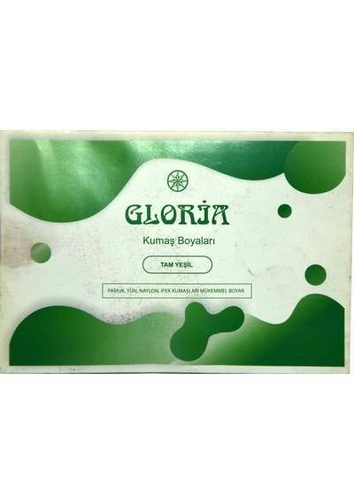 Gloria Tam Yeşil Renkli Pamuk Yün Naylon İpek Kumaş Boyası 10Gr