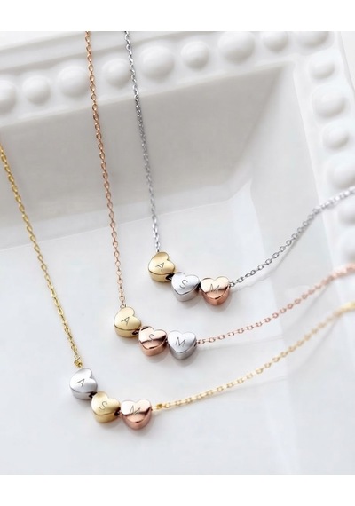 925 Ayar Gümüş Minimalist Kişiye Özel Harfli Kalp Kolye.rose.gold.rodaj Renk Seçeneği