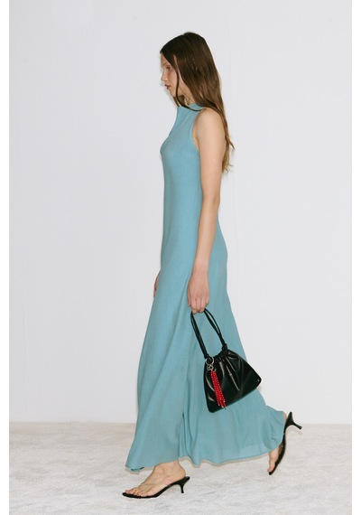Suud Collection Mavi Winnie Halter Yaka Elbise