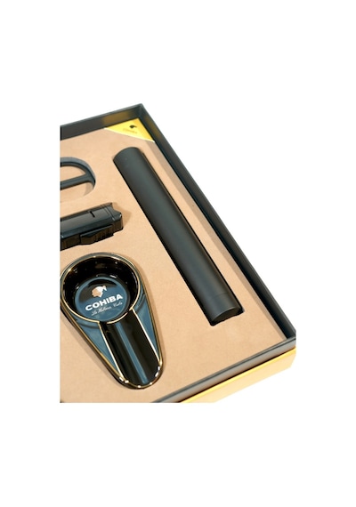 Cohiba 3 Torch Çakmak Küllük Makas Punch Sehpa Tüp Siyah Altılı Puro Seti Tr9867