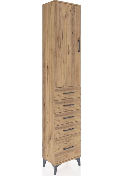 Arges Dolap 2 Raflı 5 Çekmeceli Tek Askılı 44x30x221 Çam-çam Çam