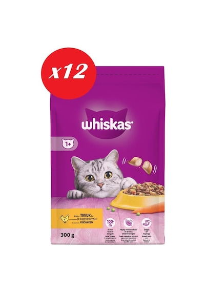 Whiskas Tavuklu Sebzeli Kuru Kedi Maması 300 Gr Set 12'li