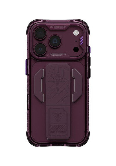 Apple Uyumlu iPhone 18 Pro Max Kılıf M-safeli Teknoloji Desenli Skinarma Helio Ce Mag Charge Standlı Kapak Bordo
