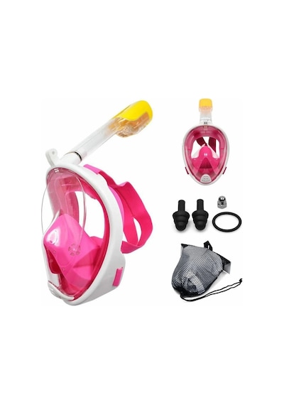 Omniax Tam Yüz Dalış Maskesi Slikon Şnorkel Full Face - Pembe - L/xl Çok Renkli