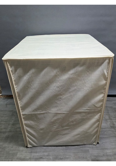 Polyester Krem Kare Desenli Kumaş Çamaşır Makinesi Örtüsü Leke Tutmaz, Su Geçirmez Modern Tasarım Bej
