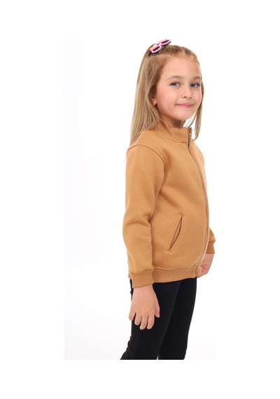Toontoy Kız Çocuk Nakışlı Hırka Kahverengi
