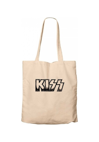 Kiss Metalic Logo Krem Kanvas Bez Çanta Krem