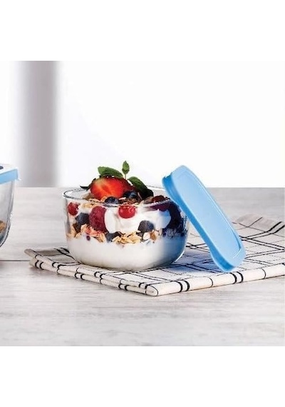 Paşabahçe Snowbox Saklama Kabı Mavi Kapaklı 275 Cc 53223 4'lü Set Diğer