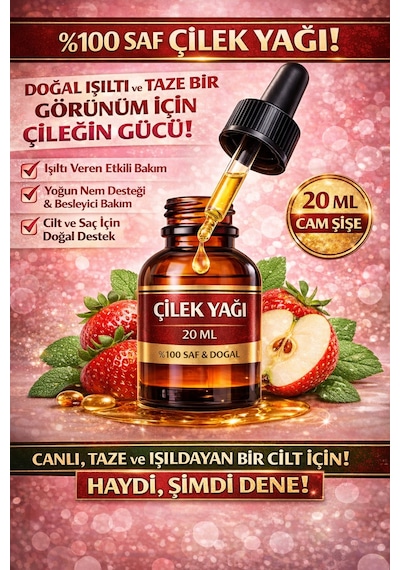 Life Çilek Yağı 20 Ml %100 Saf & Doğal Cilt Bakım Yağı