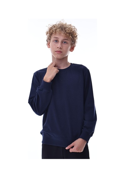 Lacivert Erkek Çocuk Sweatshirt Pamuklu Rahat Kalıp Günlük Model Lacivert