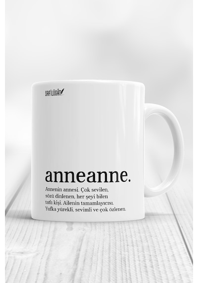 Anneanne Açıklamalı Baskılı Kupa Bardak Beyaz
