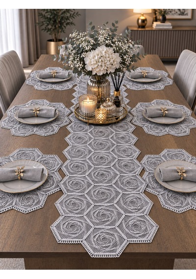 Şara 7 Parça Runner Supla Set Gri