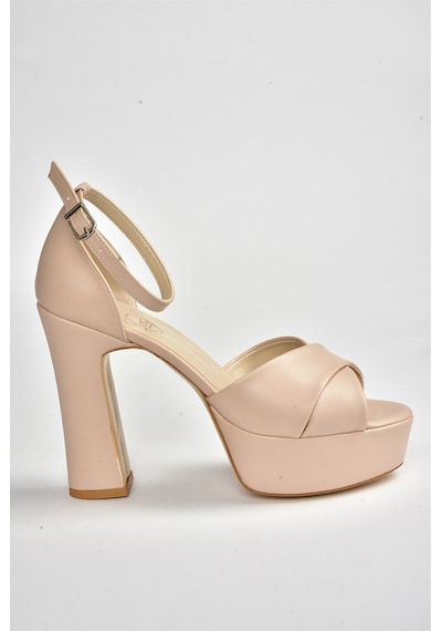 Fox Shoes Ten Deri Platform Kalın Topuklu Ayakkabı M348202509 Ten Rengi