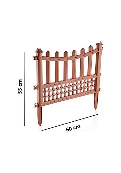 Omnipazar Sy-5998 Elite Plastik Dekoratif Bahçe Çiti 12'li Set 60x55 Cm Kahverengi