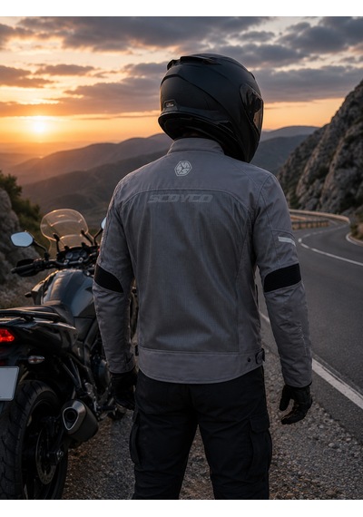 Scoyco Jk118 Motosiklet Montu Yazlık Fileli Dayanıklı Kanvas Kumaş Motorcu Mont Gri