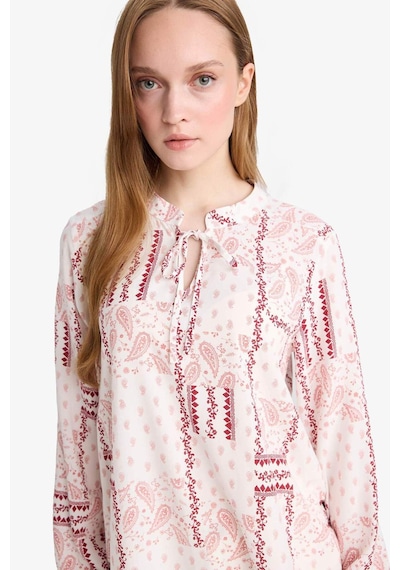 Defacto Regular Fit Desenli Apaş Yaka Uzun Kollu Bluz N1809az25sppn436 Pembe