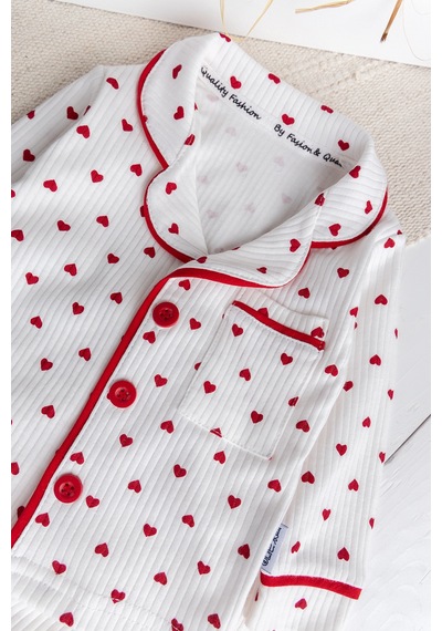 Babymod Minik Kap Desenli Düğmeli Pamuk Kız Bebek Pijama Takımı Krem