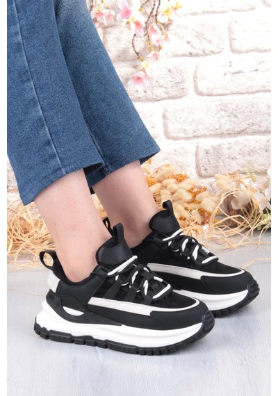 Guja Mask Rahat Hafif Kalın Taban Kadın Sneaker Ayakkabı Siyah