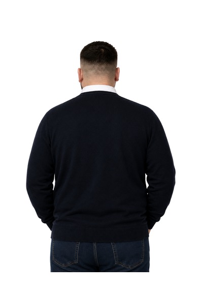 Battalmoda Erkek Büyük Beden Lacivert Cepli Düğmeli Triko Hırka 3xl-4xl-5xl-6xl