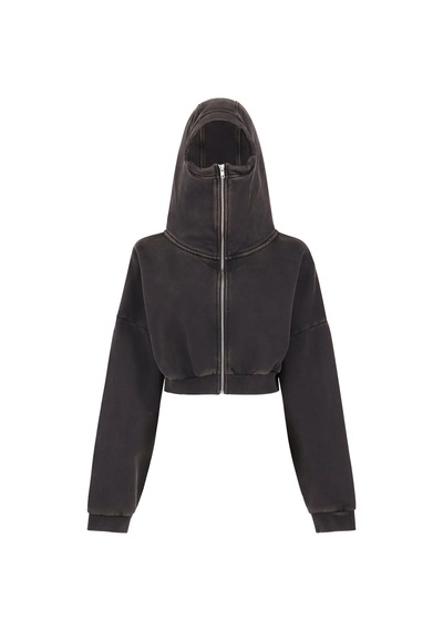 Entire Studios Kadın Kısa Fermuarlı Sweatshirt Siyah