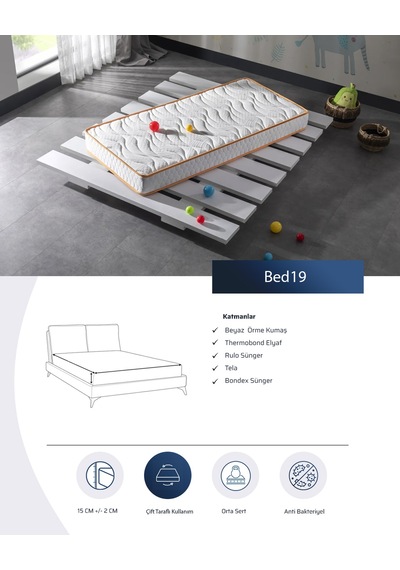 Bed19 60x120 Vücut Ve Omurga Gelişimine Uygun Bebek Dostu Yatak