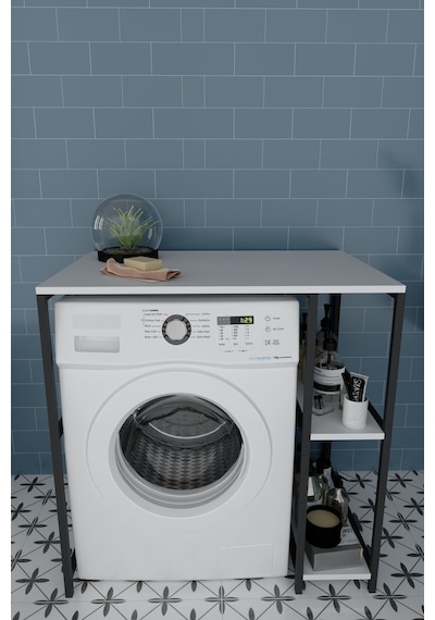 Çamaşır Makinası Üstü Düzenleyici Raf Beyaz 2 Raflı Banyo Düzenleyici Diğer