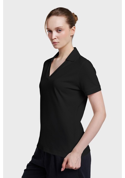 Lescon Kadın Kısa Kollu Polo Yaka T-shirt 26y-2108 Siyah
