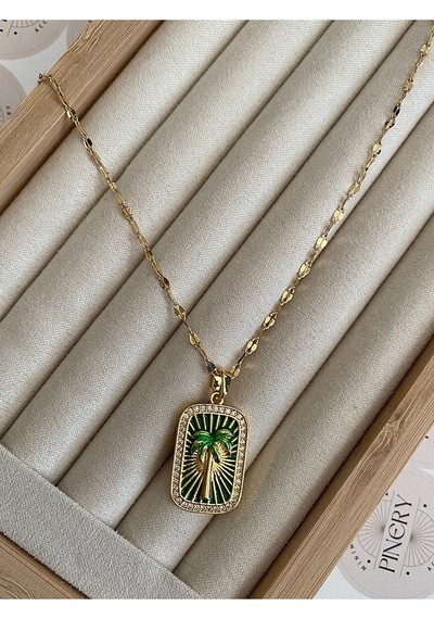 Pinery Jewels Palmiye Kararmaz Çelik Kadın Gold Kolye Altın