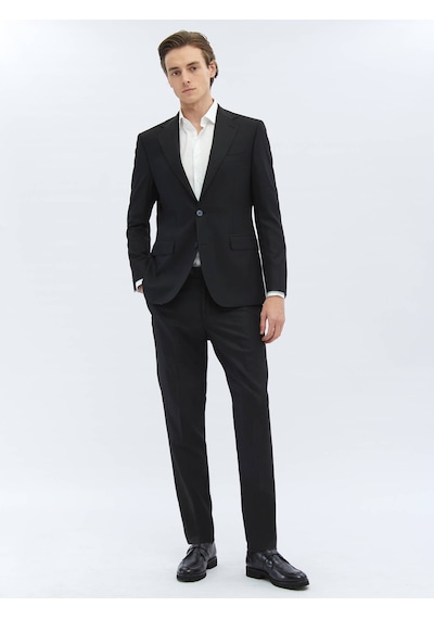 Kip Siyah Mikro Modern Fit Yün Karışımlı Takım Elbise 6 Drop Siyah Kip Siyah Mikro Modern Fit Yün Karışımlı Takım Elbise 6 Drop Siyah