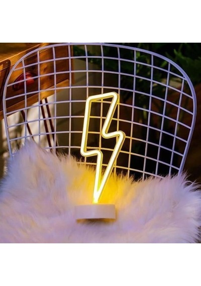 Buffer Dekoratif Şimşek Şeklinde Pilli Neon Led Lamba Süs Masa Lambası