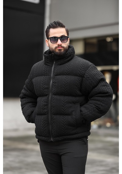 Erkek Dik Yaka Kışlık Örme Mont Çok Renkli