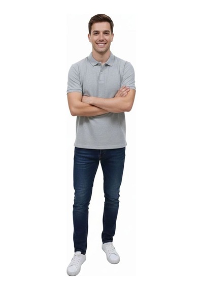Erkek Polo Yaka Düğmeli Pike Kumaş Tişört Regular Fit Kısa Kol T-shirt - Gri