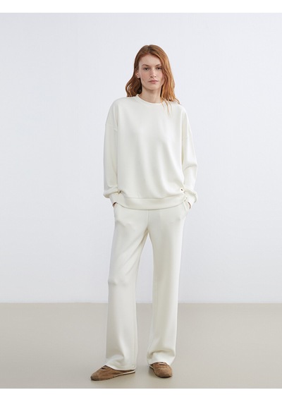 Lcw Vision Sarı Bisiklet Yaka Oversize Kadın Sweatshirt