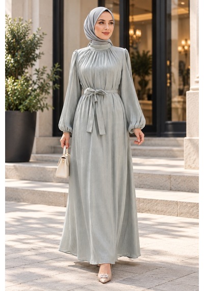 Sevitli Simli Abiye-mint Yeşili-5896
