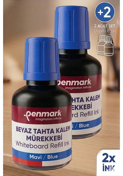 Mavi Yazı Tahta Kalemi Mürekkebi 30 Ml 2 Adet Penmark Tahta Kalemi Mürekkepi Kolay Silinebilir Doldurulabilir Canlı