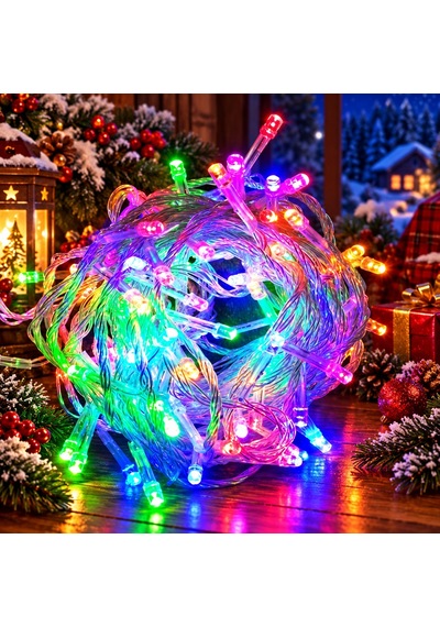 Renkli 18 Metre Yılbaşı Ağacı Işığı 200 Ledli 18 Metre Renkli Led Işık Modlu 220 Volt Fişli Model Diğer