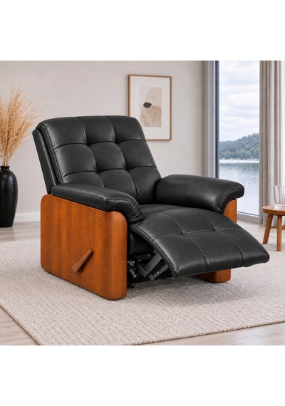 Smarto Relax Ceviz Ahşap Yan Panelli Gerçek Deri Manuel Mekanizmalı Yatar Ayak Uzatmalı Ergonomik Tv Koltuğu Baba Koltuğu Siyah Smarto Relax Ceviz Ahşap Yan Panelli Gerçek Deri Manuel Mekanizmalı Yatar Ayak Uzatmalı Ergonomik Tv Koltuğu Baba Koltuğu Siyah