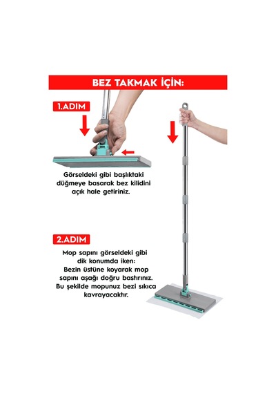 Smarter Yeni Şip Şak Mop + Yer Havlusu Otomatik El Değmeden Tüm Bezlerle Uyumlu Temizlik Seti Paspas