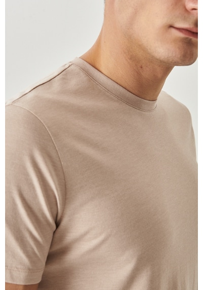 Ac&Co / Altınyıldız Classics Erkek Melanj Slim Fit Bisiklet Yaka 2'li Düz Tişört Paketi Hakı-bej Melanj Haki - Bej Melanj