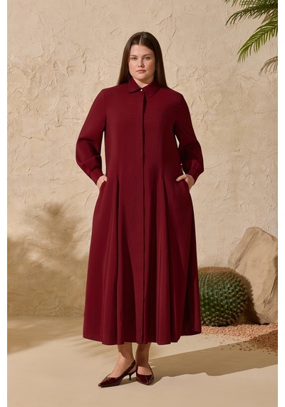 Aker Bordo Godeli Modal Elbise Bordo Bordo