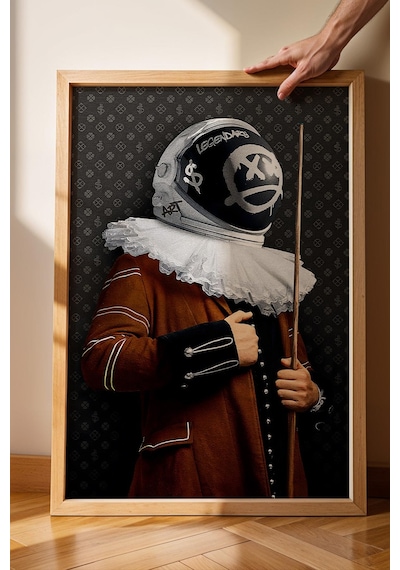 Modern Astronot Portresi Çerçeveli Tablo Bilardo Salonu Ve Erkek Odası İçin Duvar Dekoru Modifiye Sokak Sanatı